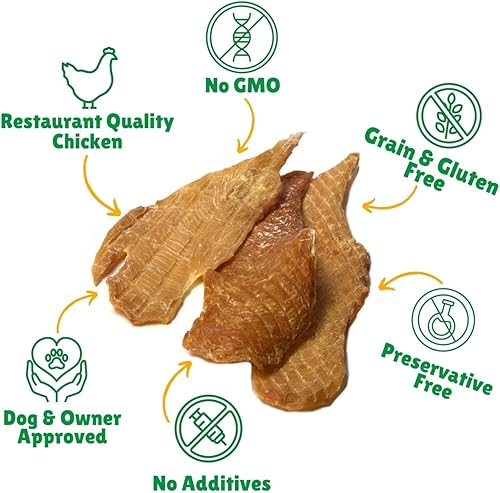 Miniatura 6 de Lucky Premium Treats Filetes de carne seca de pollo - Golosinas de pollo para perros hechas con pechuga de pollo deshidratada magra en rodajas (7