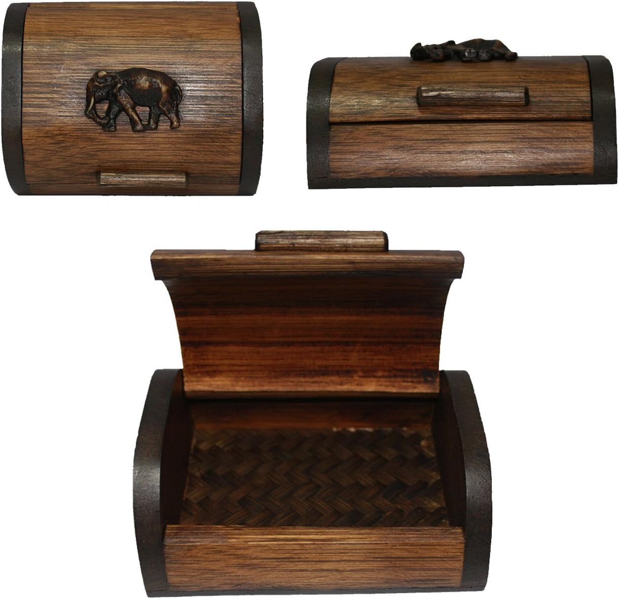 Mini Box wood Made of bamboo Containers for collection of jewelry, earrings, necklaces, key rings of various smaller ( size box 4.8 inch x 4 inch x 1.9 inch ).