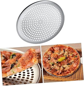 Paslanmaz Çelik Pizza Tepsisi, Delikli Lahmacun Ve Pizza Tavası, Fırın Tepisisi (32 Cm), EVF523145