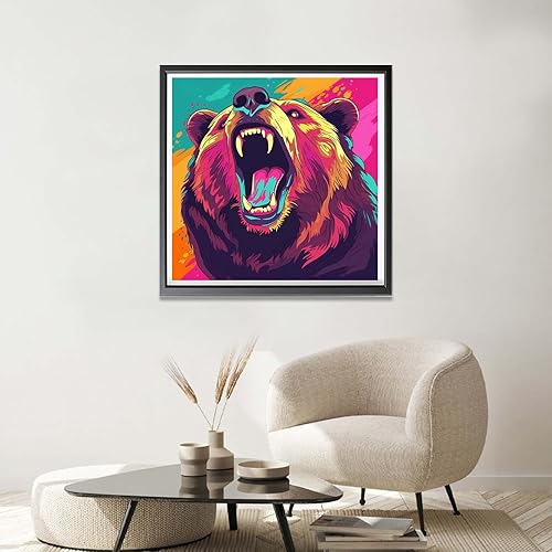 Miniatura 4 de Kit de pintura de diamante 5D para adultos, oso rosa, taladro completo, arte de diamante, arte de diamantes de imitación, pintura por números, arte