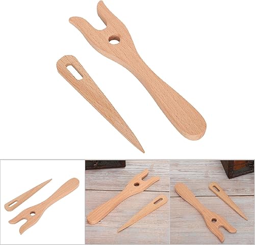 Miniatura 9 de GLOGLOW Tenedor de tejer, juego de agujas de madera y ojo grande, herramientas de tejer para manualidades, herramienta de tejido para pulsera,