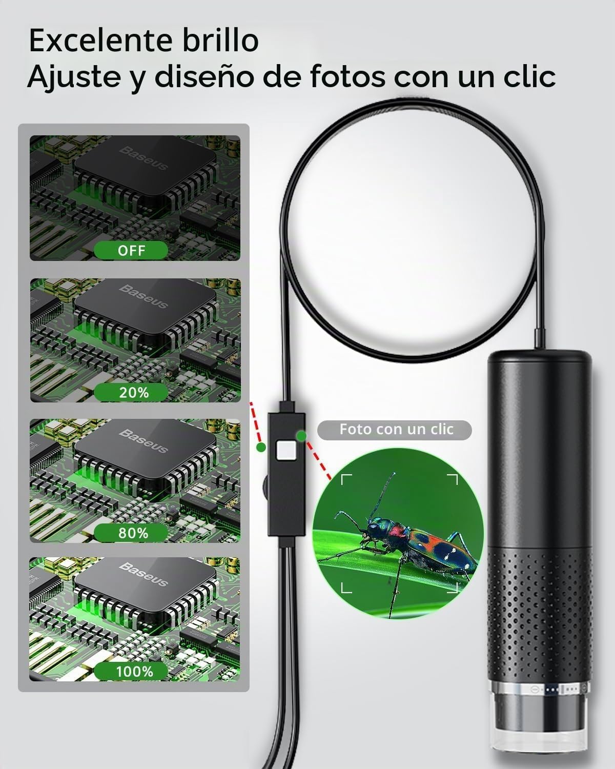 Microscopio USB Teléfono Móvil AOPICK 1080P HD Microscopios para iPhone Android, 50 hasta 1600X Microscopio Digital con 8 LED Teléfono Móvil MicroscopioCompatible con iOS, Android, Tablet