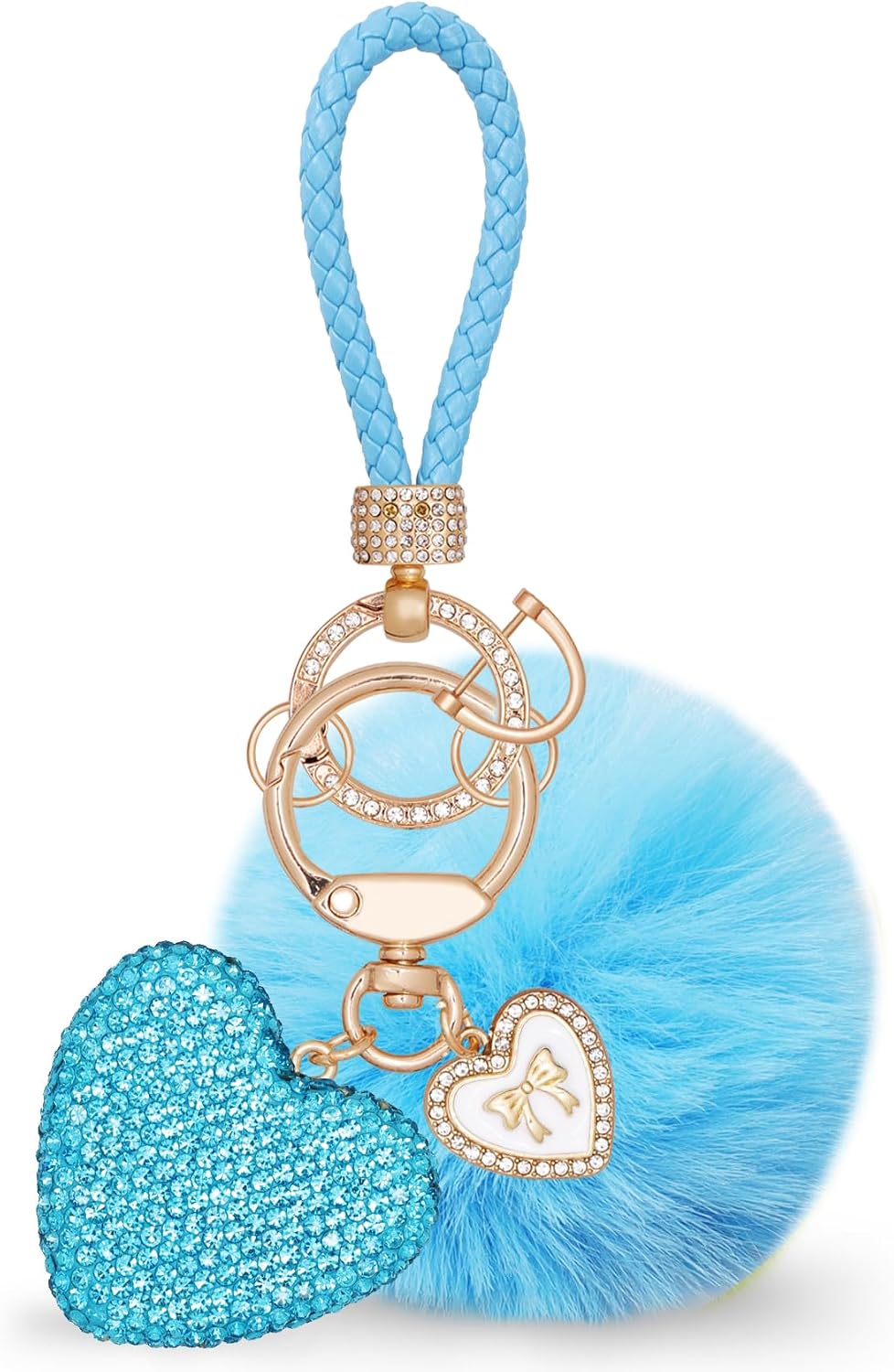 Crystal Keychain for Women, Heart Shape Key Chain with Sparkly Rhinestones Bling Car Key Chains for Backpack Handbag Car Keys