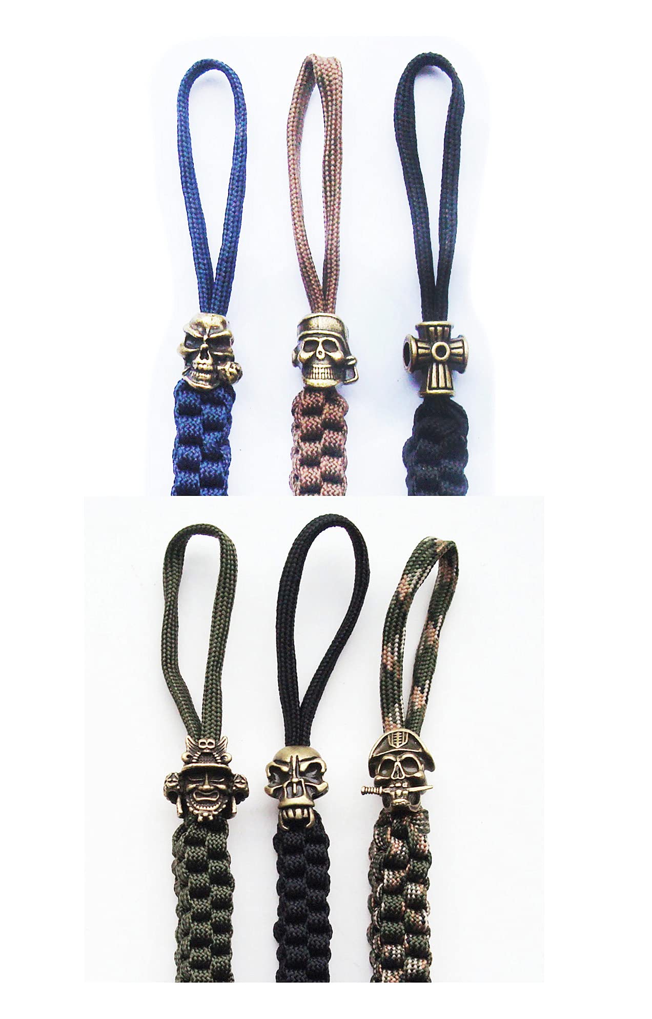 Perline per cordini EDC esterni, coltello/torcia/paracord/gioielli fai da te, confezione da 6 (bronzo