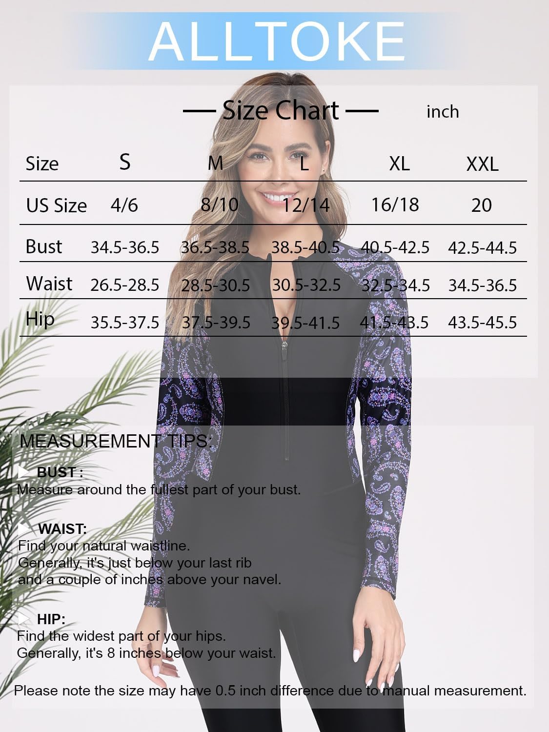 Womens Full Body Rash Guard with Built in Bra Long Sleeve One Piece Swimsuit Upf50+ Zip Front Bathing Suit - Image 6