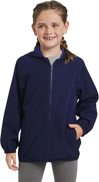 Lands End Unisex Kids Lightweight Mesh Lined Weather Resistant Packable Rain Jacket