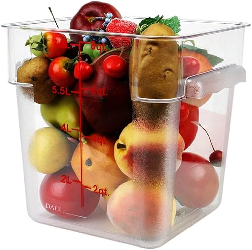 Vista 6 de Tiger Chef Juego de recipientes cuadrados de policarbonato para almacenamiento de alimentos con tapas, grado comercial, 2, 4, 6, 8, 12, 18, 22