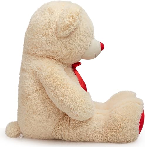 Miniatura 7 de WENMOTDY Enorme oso de peluche gigante con lazo de cinta roja para el día de San Valentín, regalo para novia y niños, 36 pulgadas, marrón
