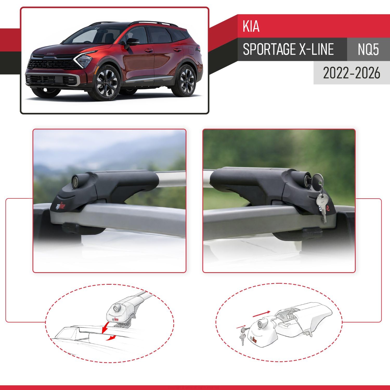 Kompatybilny z Kia Sportage 2023-2026 ACE-1 Relingträger Dachträger Auto Bagażnik Aluminium Szary 2 pręty