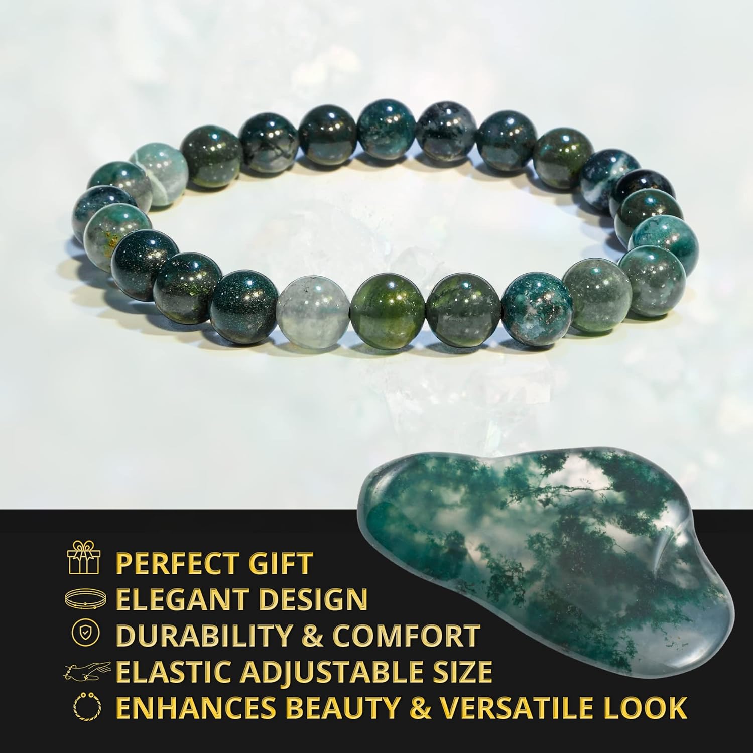 Healing Crystal Bracelet for Women and Men – 8mm Round Beaded Bracelet for Men and Women – Unisex Stretchy Gemstone Bracelet for Healing and Protection - Image 4