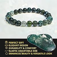 Vista 274 de Pulsera de turmalina negra, pulsera de cristal curativo natural para mujeres y hombres, pulsera de cuentas redondas de 0.315 in para espiritual