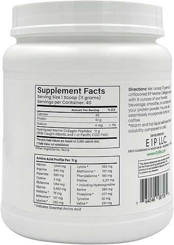 Miniatura 5 de Péptidos de colágeno marino en polvo, 15.52 oz (40 porciones) sin sabor, capturado en la naturaleza, certificado MSC, sin OMG, probado en