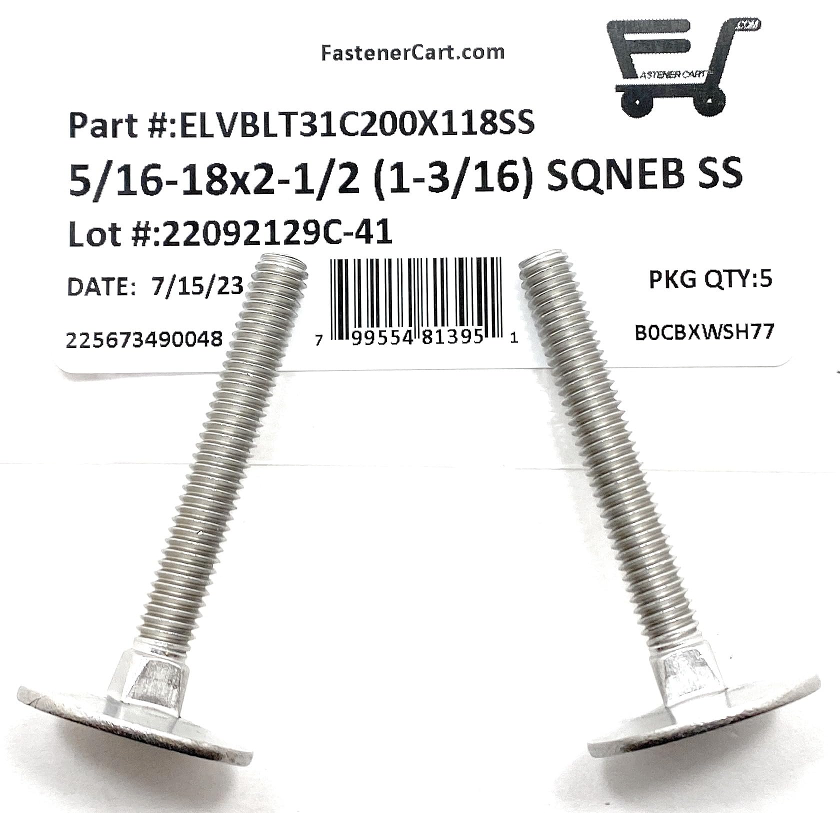 2 / 5 satton⭐︎ 5) 5/16-18x2-1/2 Stainless Steel Elevator Bolt Square Neck