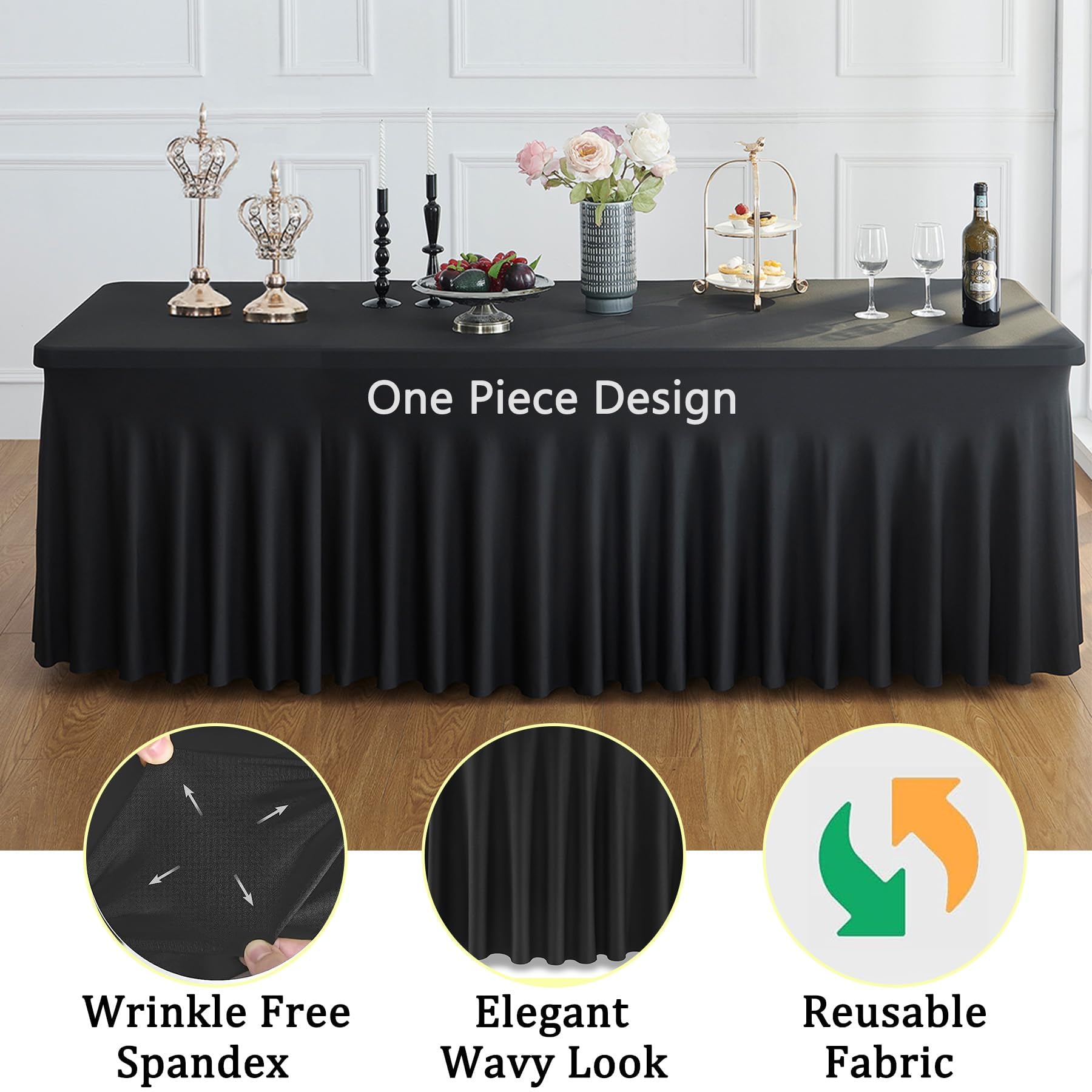 EBETA E 6TF biertafelhoezen, stretchhoes, stretch tafelhoes, tafelhoezen, voor biertentgarnituur, 183 x 76 x 76 cm, wit