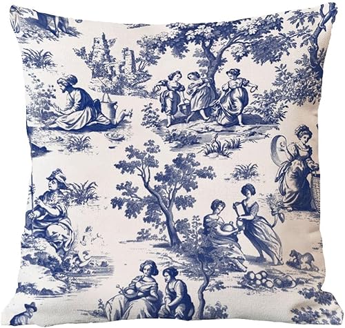 Vista 912 de ArogGeld Chinoiserie - Fundas de almohada escénicas asiáticas, estilo asiático, funda de almohada azul y verde Kelly, funda de cojín para decoración