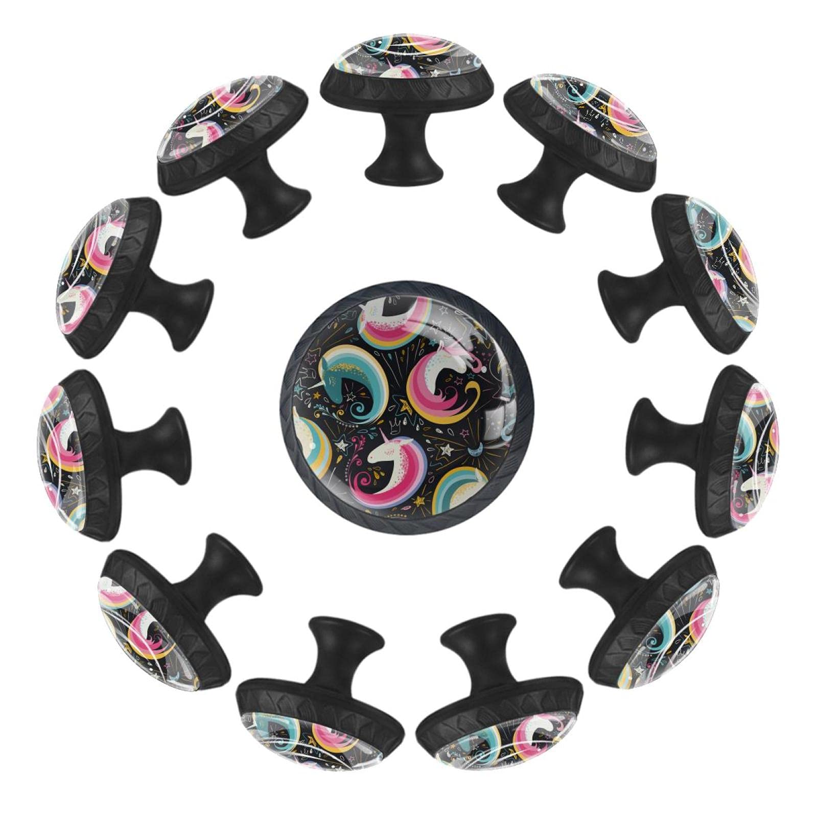 Boutons de tiroir licornes roses et bleues 35 mm pour commode enfant (Lot de 12)