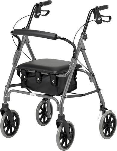Lightweight Folding Four Wheel Rollator Walker with Padded Days