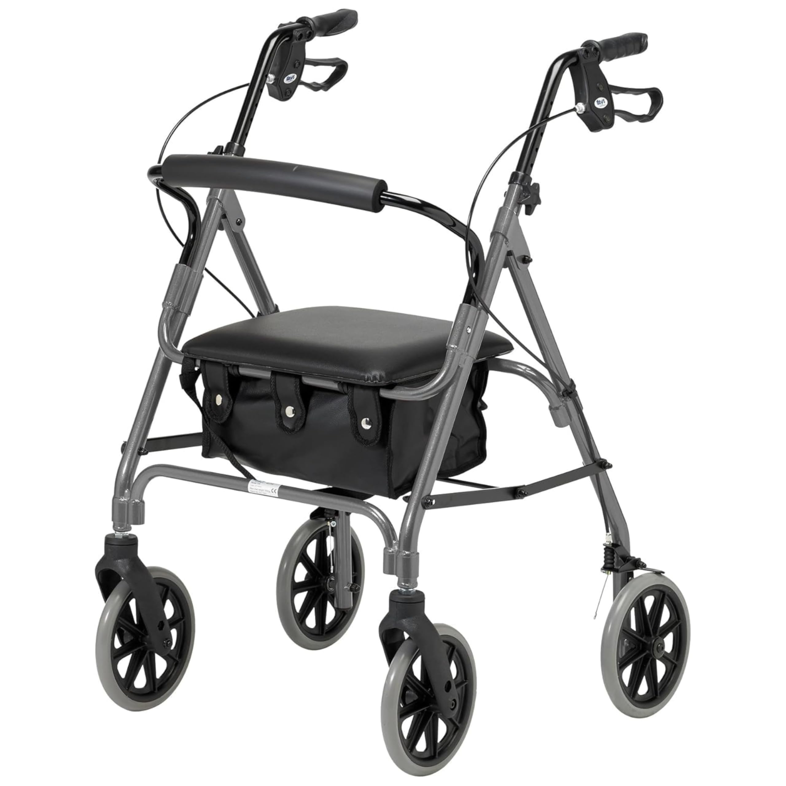 Days Rollator Walker with Seat – Lightweight Walking Aids Rollator, Adjustable Walking Frame with Wheels, Safe-Lock Brakes & Comfort Handles, Folding Mobility Aid for Users 5'5"–6'2" – Medium, Quartz