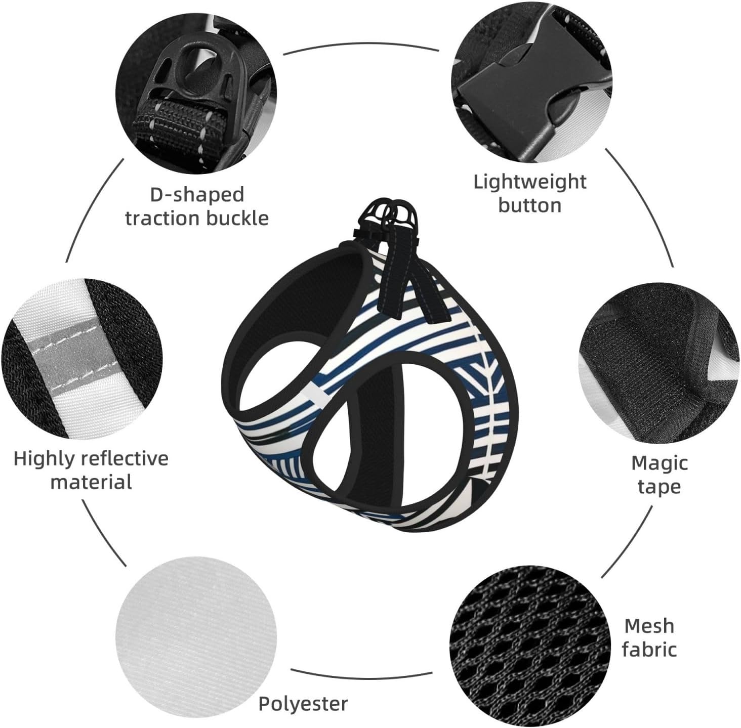 Complex White and Gold neon Lights Pet Vest Small Size Dog Harness and Leash Set for Training, Reflective & Adjustable with Accessories Medium