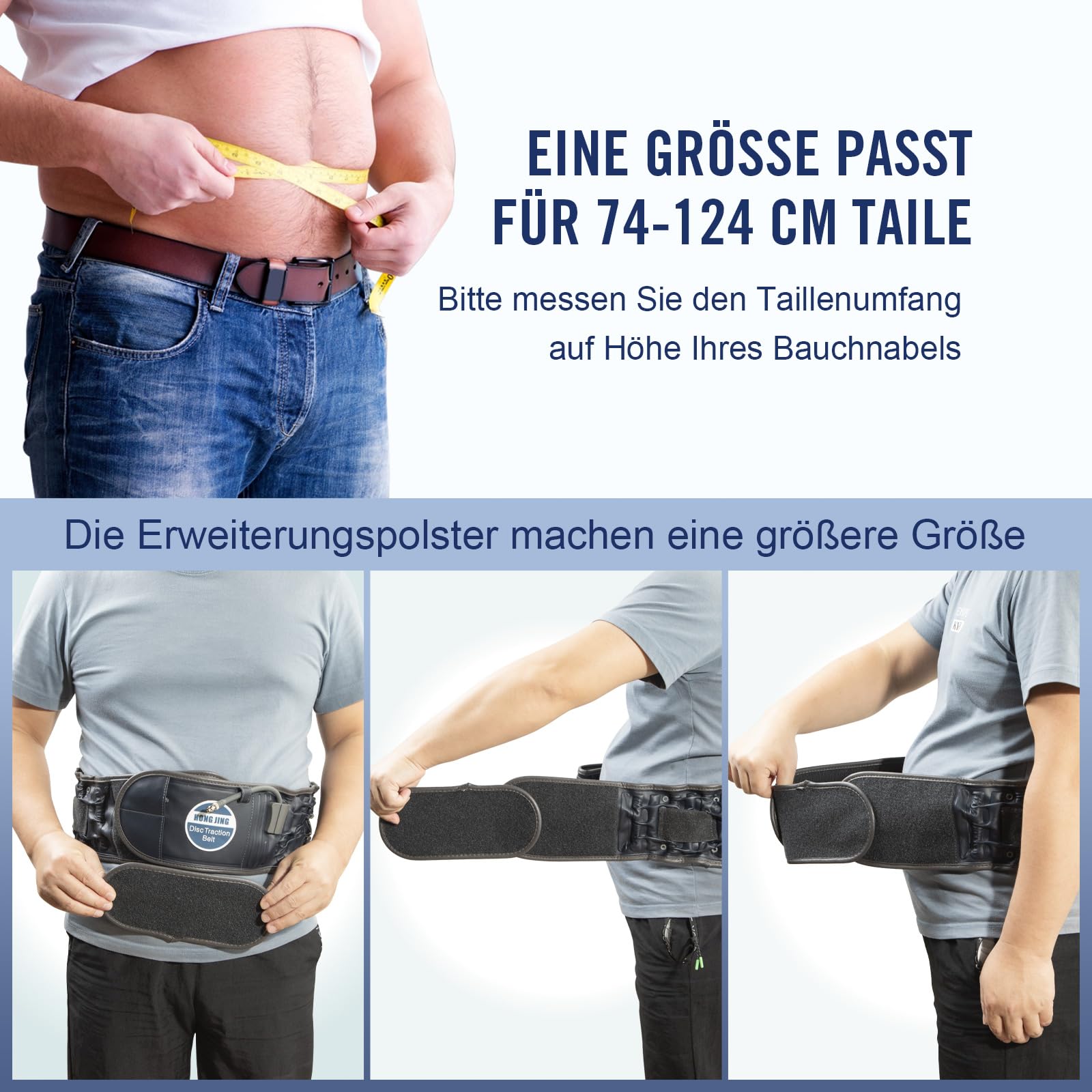 HONGJING Dekompressions-Rückengürtel mit elektrischer Pumpe zur Linderung von Rückenschmerzen, aufblasbare Lendenstütze zum Heben, Einheitsgröße für Taillen 29–49 Zoll