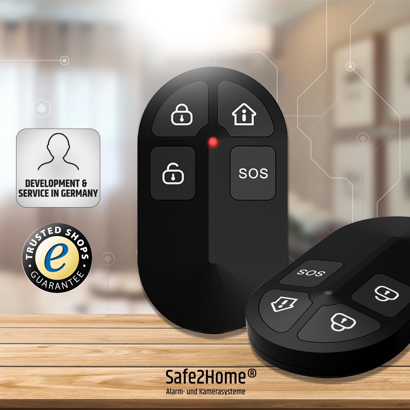 Safe2Home hochwertige Fernbedienung für Funk Alarmanlage Serie SP310 Safe2Home (Nicht SP110 /SP210) - mit Rolling Code - LTE Alarmsystem für Haus