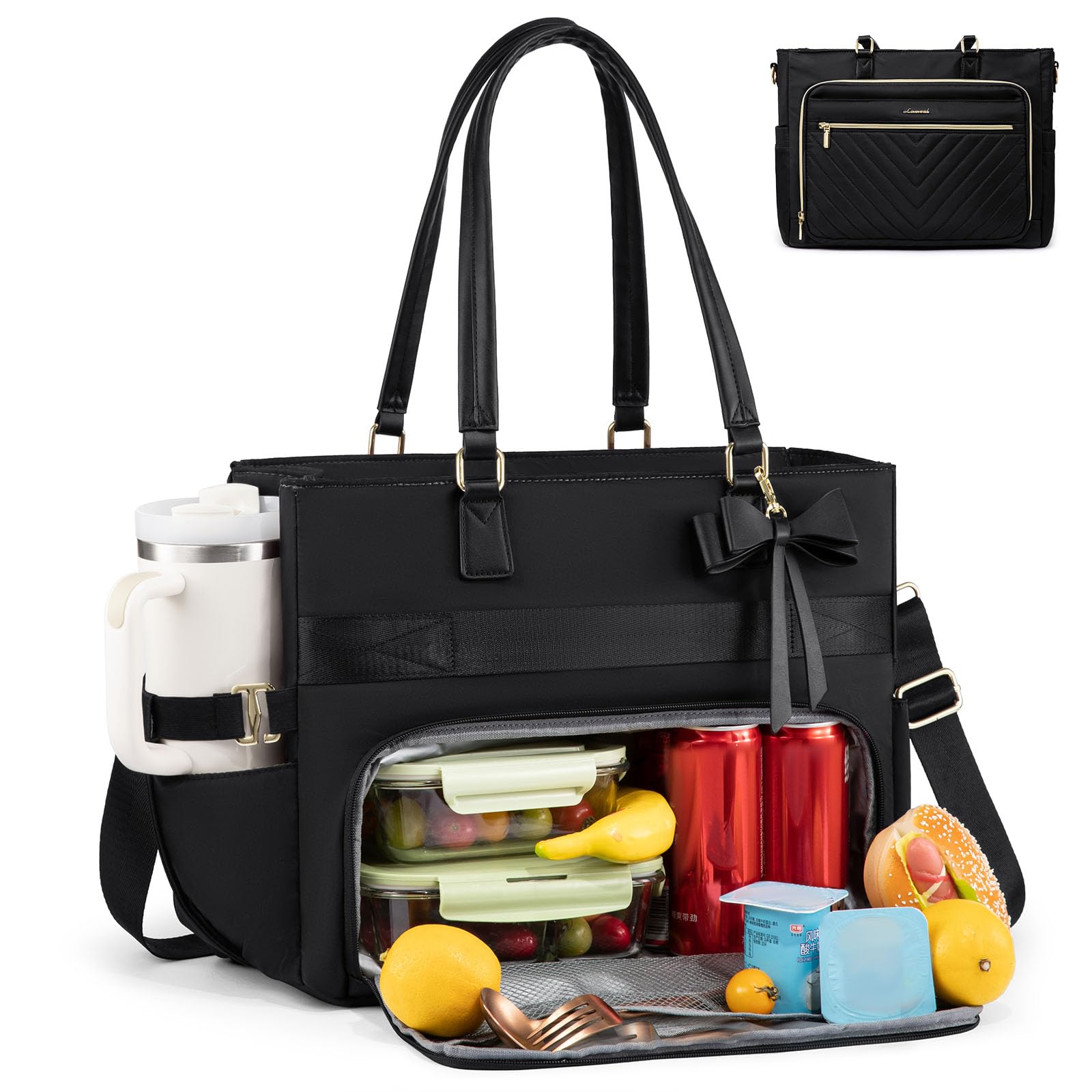 LOVEVOOK Laptoptasche Arbeitstasche Damen Groß mit Isolierted Kühlfach | 15,6 Zoll Handtasche Wasserdicht Lunch Tasche Lehrertasche Aktentasche Schultertasche für Arbeit Büro Business Schule Uni