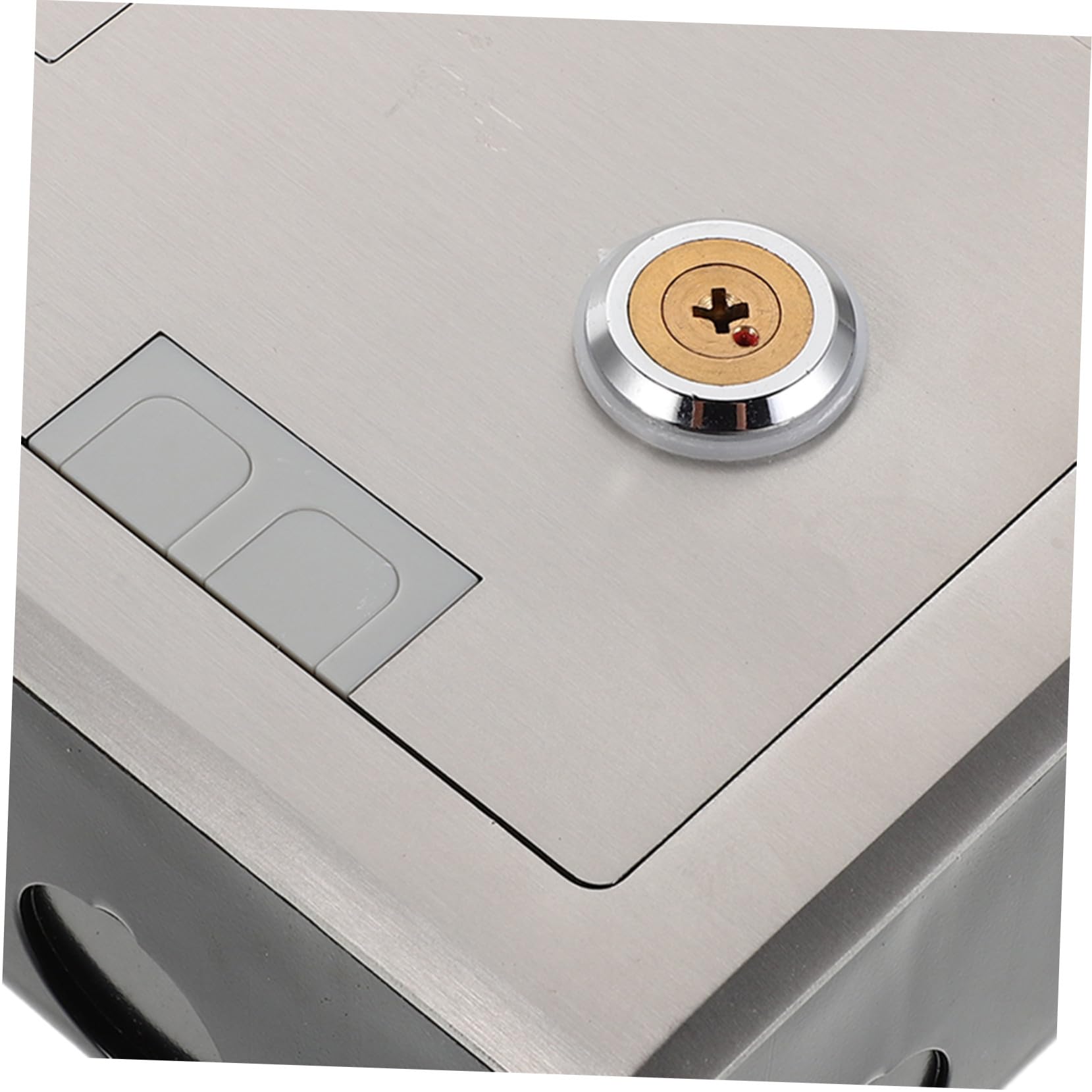 Scatola Stagna per Prese in Acciaio Inox da Pavimento | Design Ultrapiatto a Incasso, Coperchio con Serratura e Uscita Cavo Rimovibile, Finitura Argento