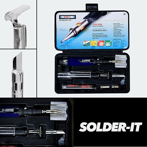 Miniatura 3 de Solder-It SolderPro-70 Kit de soldador (PRO-70K) | Con puntas y estuche | Encendedor de antorcha de butano 410F - 850F | Pistola de soldadura