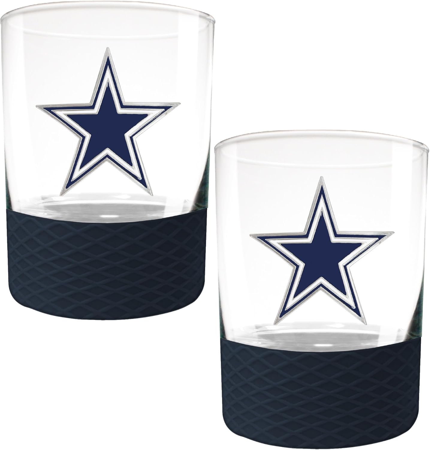 Great American Products Dallas Cowboys 2-Pack 14oz. Rocks Glass Set with Silcone Grip