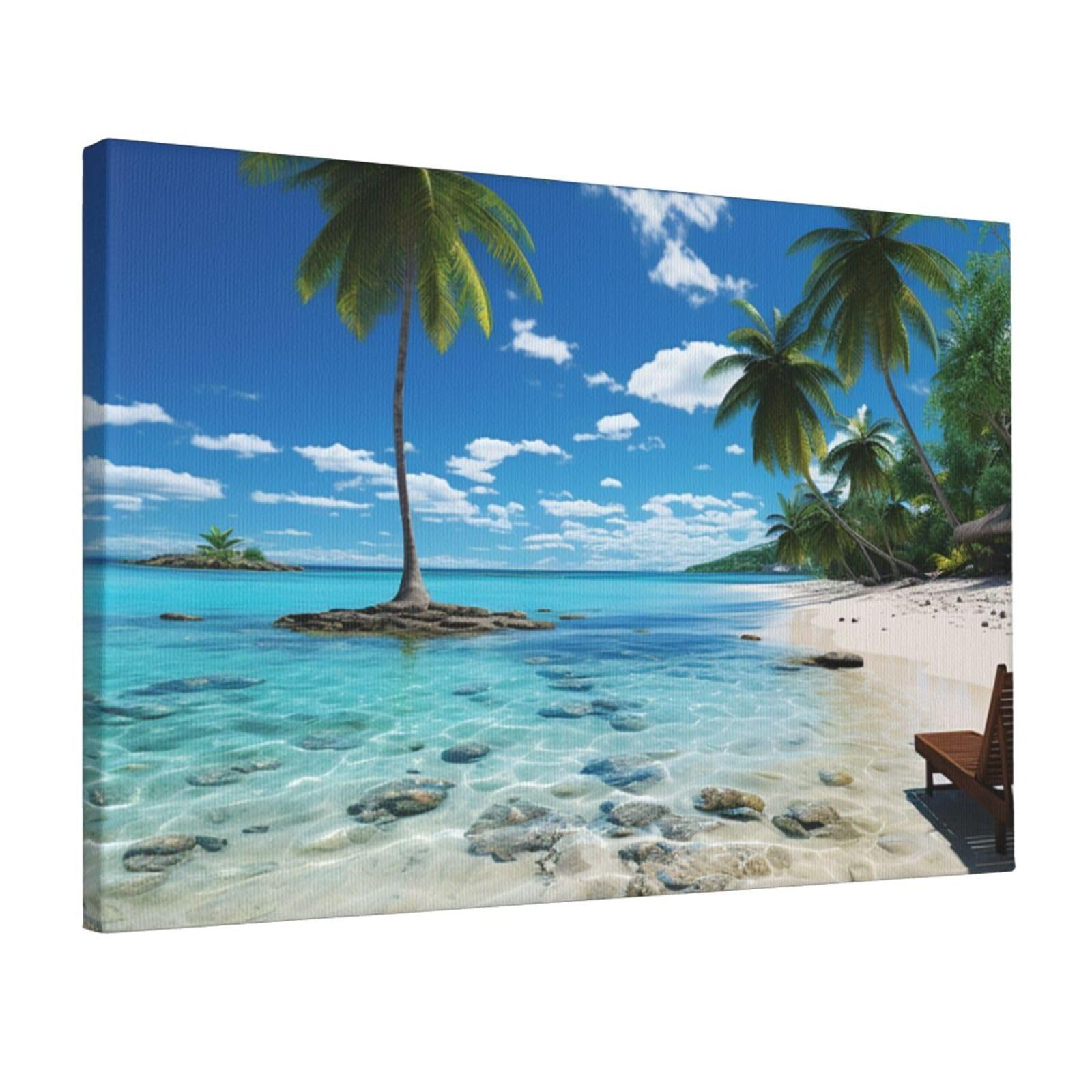 DWVTSLH Beach palm tree Poster Paintings Canvas Wall Art Bedroom Prints Home Decor Hanging Picture Modern Home Artworks Aesthetic for Living Room Office Wall Decor 12x18in Unframed