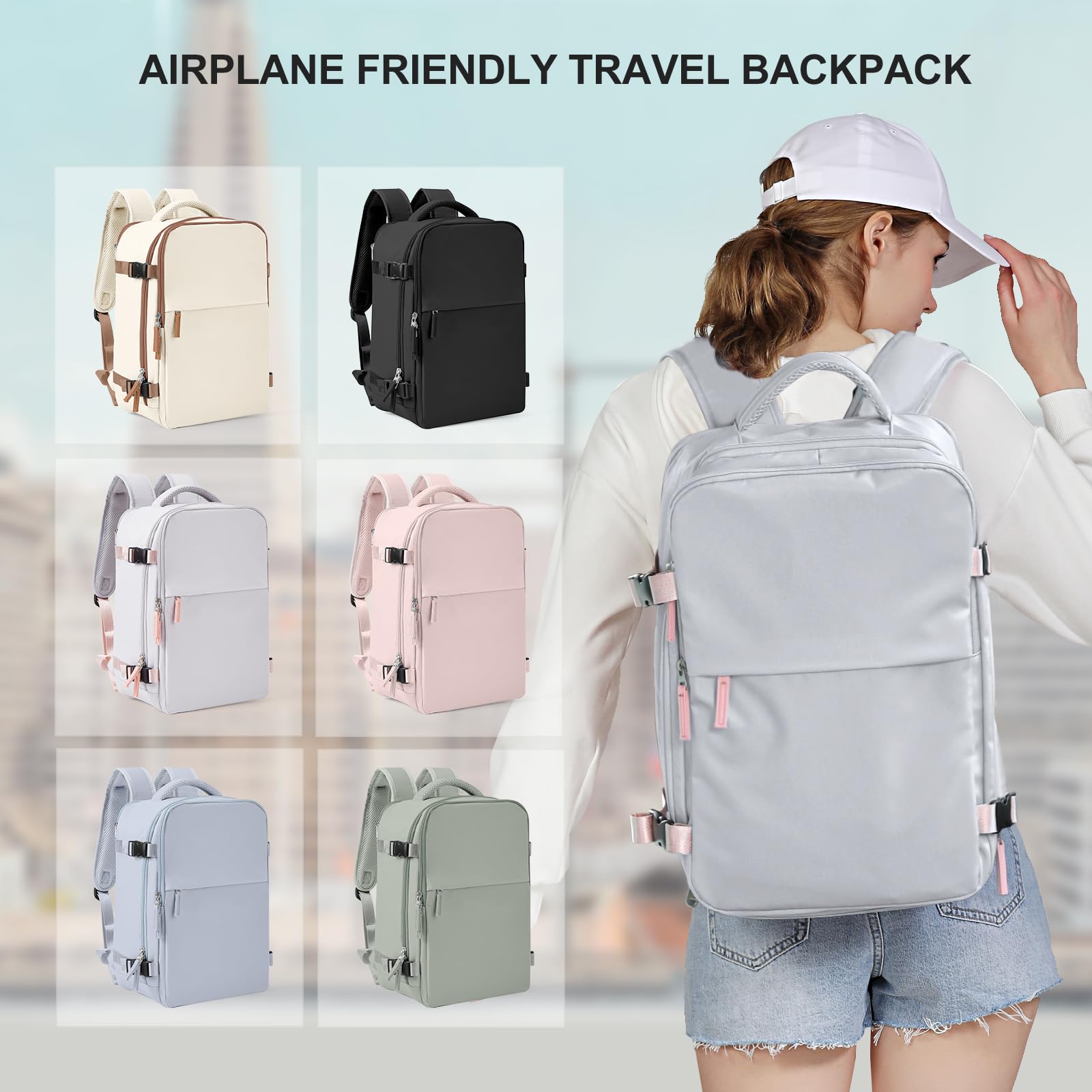 SZLX Zaino Ryanair 40x20x25 Bagaglio a Mano zaino Borse da Cabina per Easyjet 45x36x20 Zaino da Viaggio donna con porta ricarica USB, Borsa da Viaggio aereo Zaino Computer Impermeabile Casual Daypack