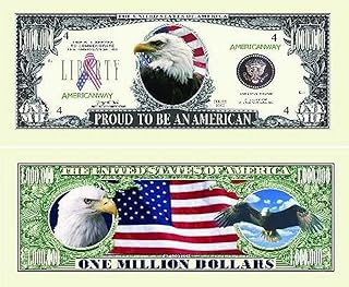 100 Proud American Eagle Million Dollar Bills with Bonus â€œThanks a Millionâ€ Gift Card Set