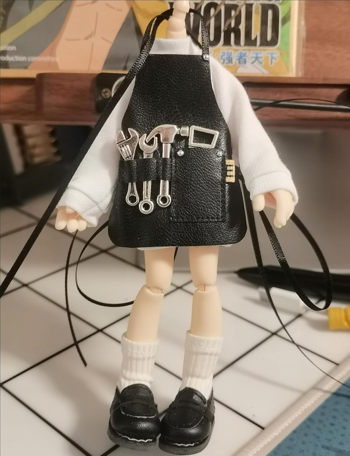 Apron for 17cm Doll (NO Doll)-Repairman Aprons for 10-30cm 6.7Inch Plush Dolls Outfits Clothes accessories