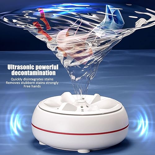Miniatura 4 de Mini lavadora portátil, mini lavadora ultrasónica de 27 W, USB 50 segundos, círculo de limpieza inversa de 30 minutos, lavadora de turbina de