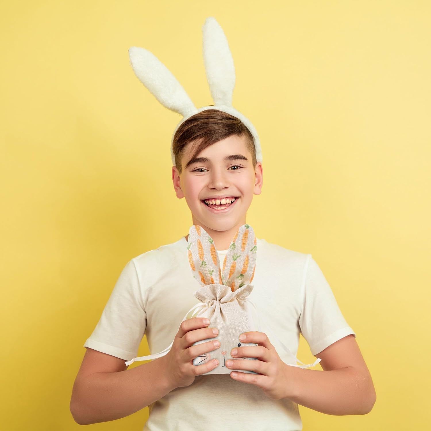 Cheerland Bunny Birthday Decoration Gift Bags Easter Party Favor Reusable Burlap Goodie Rabbit Drawstring Treat Bag for Some Bunny is One Easter Kids Baby Shower Garden Tea Party Supplies Pack of 6 - Image 6