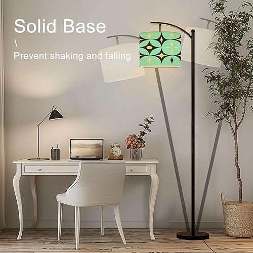 Miniatura 5 de Arc Floor Lamp Mid Century Vintage 1950s Modern Retro Geometric Tall Standing Lamp Modern Dimmable with Remote Adjustable Drum Shade Footswitch for