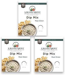 A Blend Above Maui Onion Dip Mix, 3 Packs, 1 oz. Each, Makes 16 Ounces, Gluten-Free, No MSG, All Natural, No Preservatives, Vegan Friendly, Keto Friendly, Vegetable Dip, Chip Dip, Low Carb, Easy to Make
