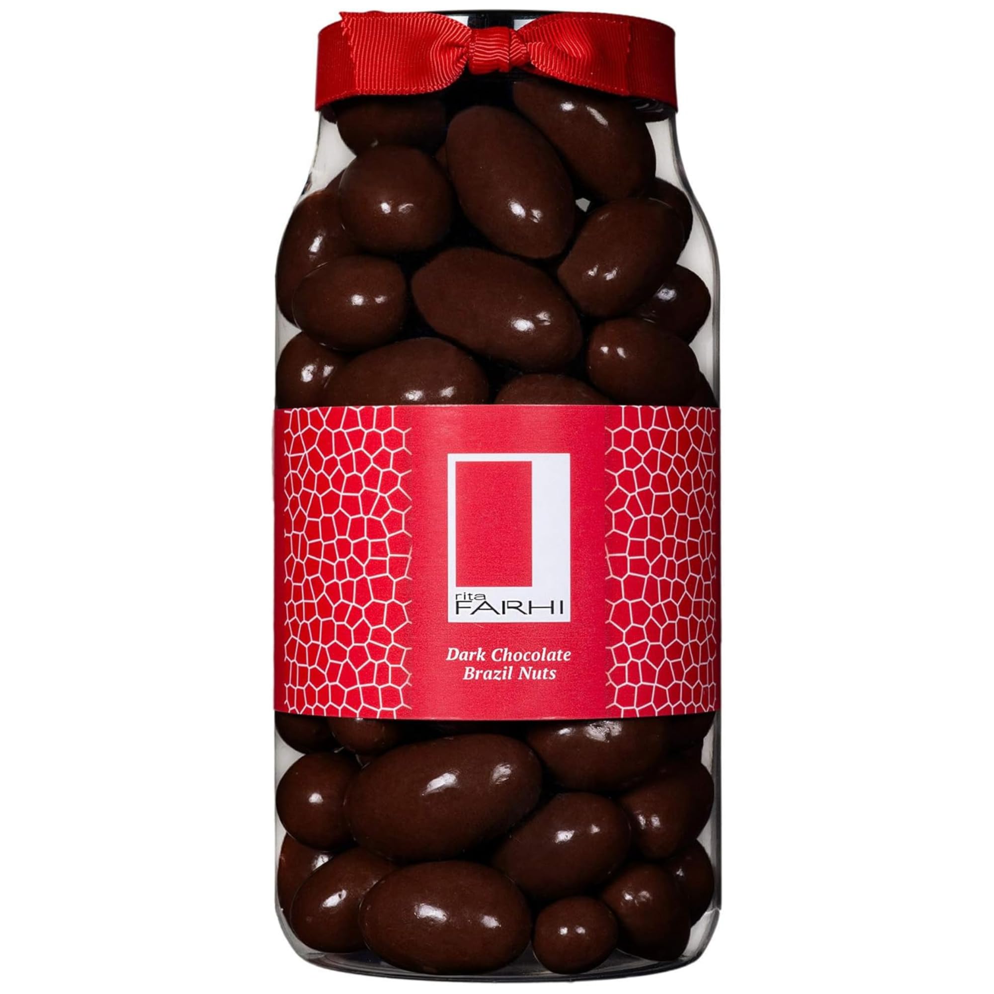 Rita Farhi Dark Chocolate Coated Brazil Nuts Luxury Gift Jar 740g – Premium Belgian Dark Chocolate, Vegetarian Friendly, Palm Oil Free