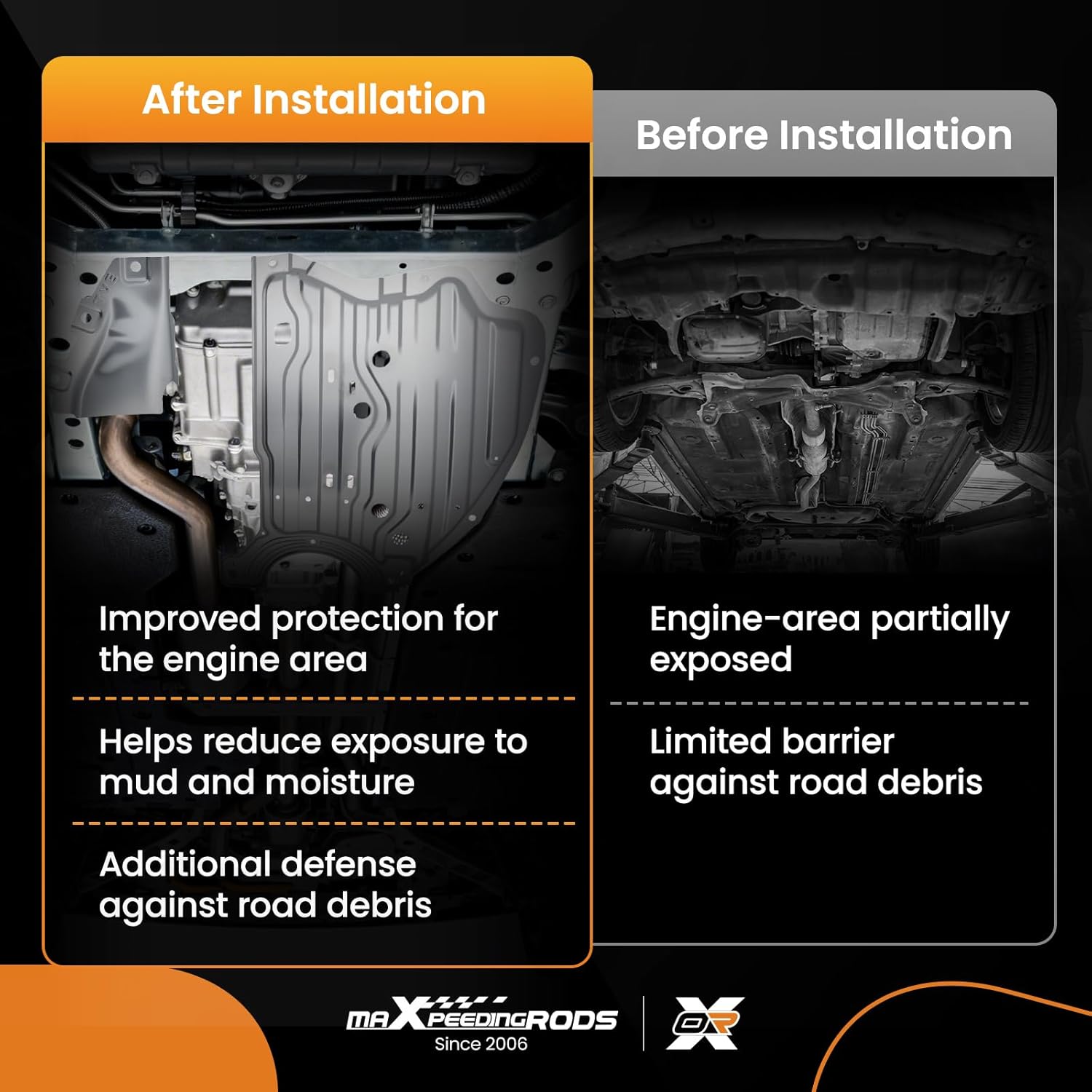 maXpeedingrods Engine Splash Shield for Honda Accord 1.5L 2.0L 2018 2019 2020 2021 2022, Under Car Shield Cover Board, Engine Splash Guard 74116TVAA00, Aluminum Engine Case Guard 74116-TVA-A00