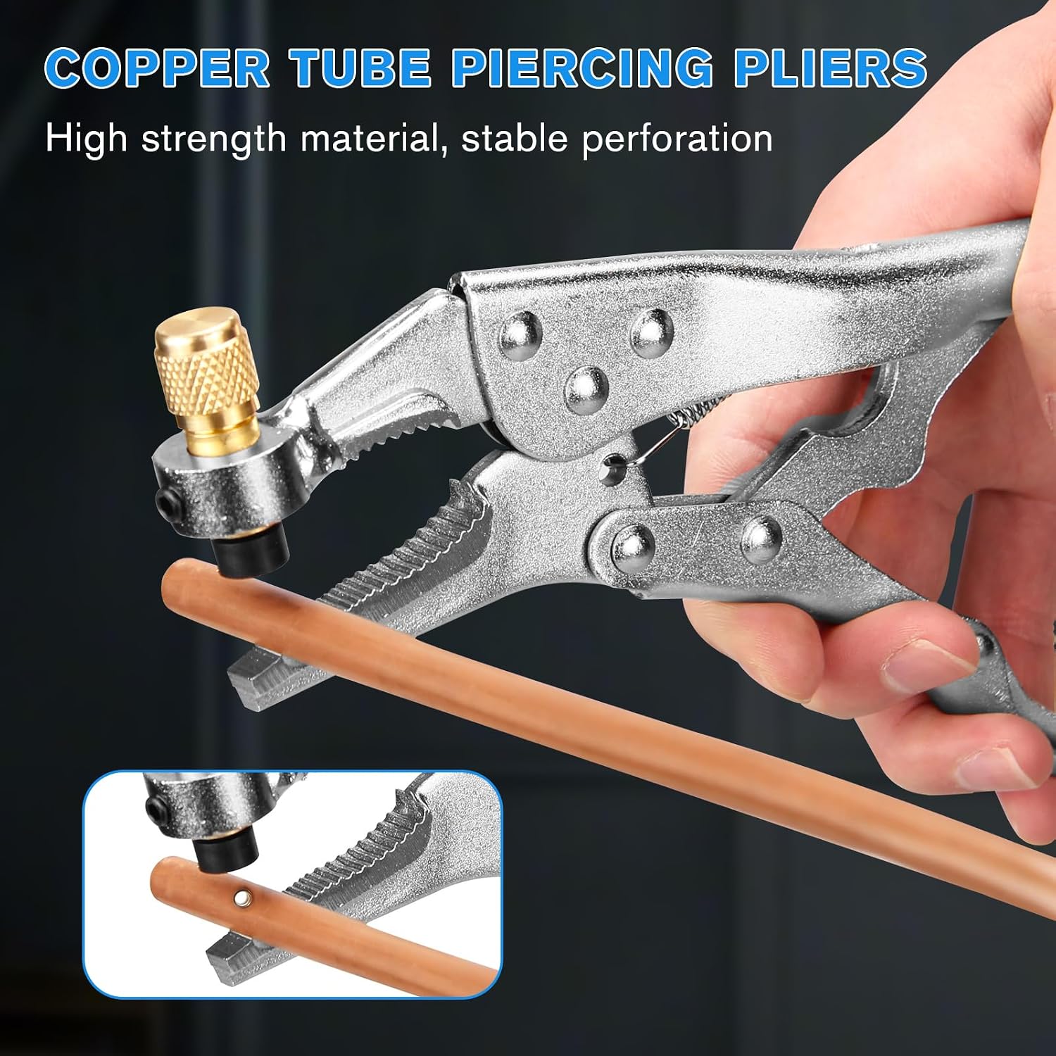 Professional Refrigerant Recovery Plier, Refrigeration Piercing Puncture Tool for Automotive Air Conditioner Copper Pipe