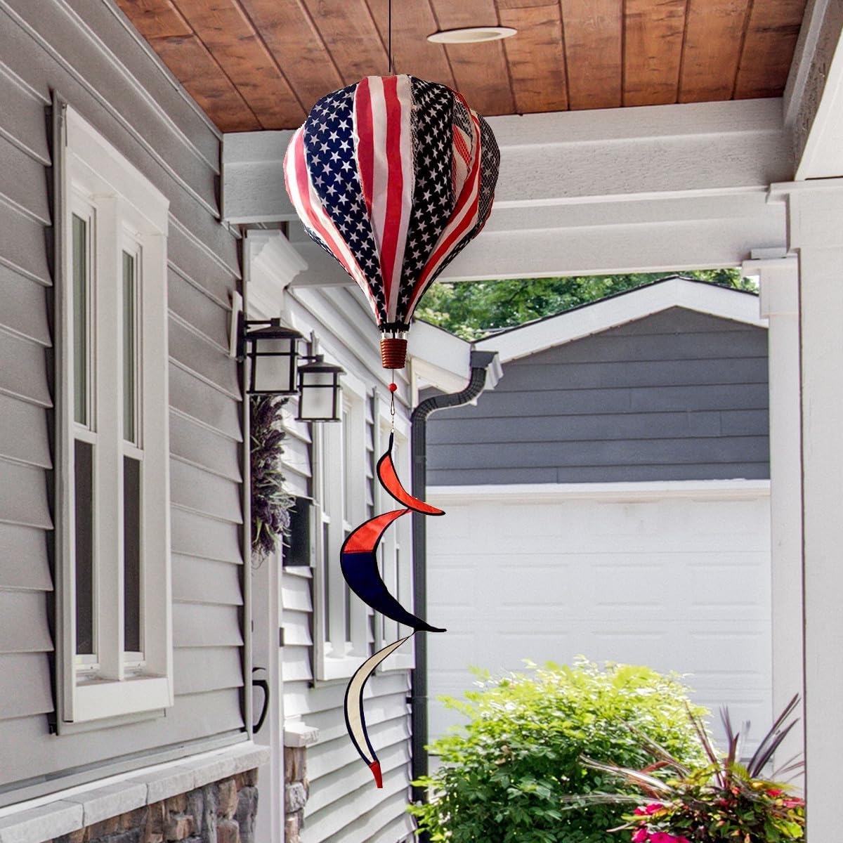 Red White & Blue Deluxe Hot Air Balloon Wind Twister Everyday 54" L