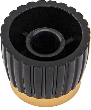10Pcs Yootones Guitar Amp Amplifier Push on fit Knobs Black with Gold Aluminum Cap Top Compatible with Marshall Amplifiers with 6mm Diameter Pots