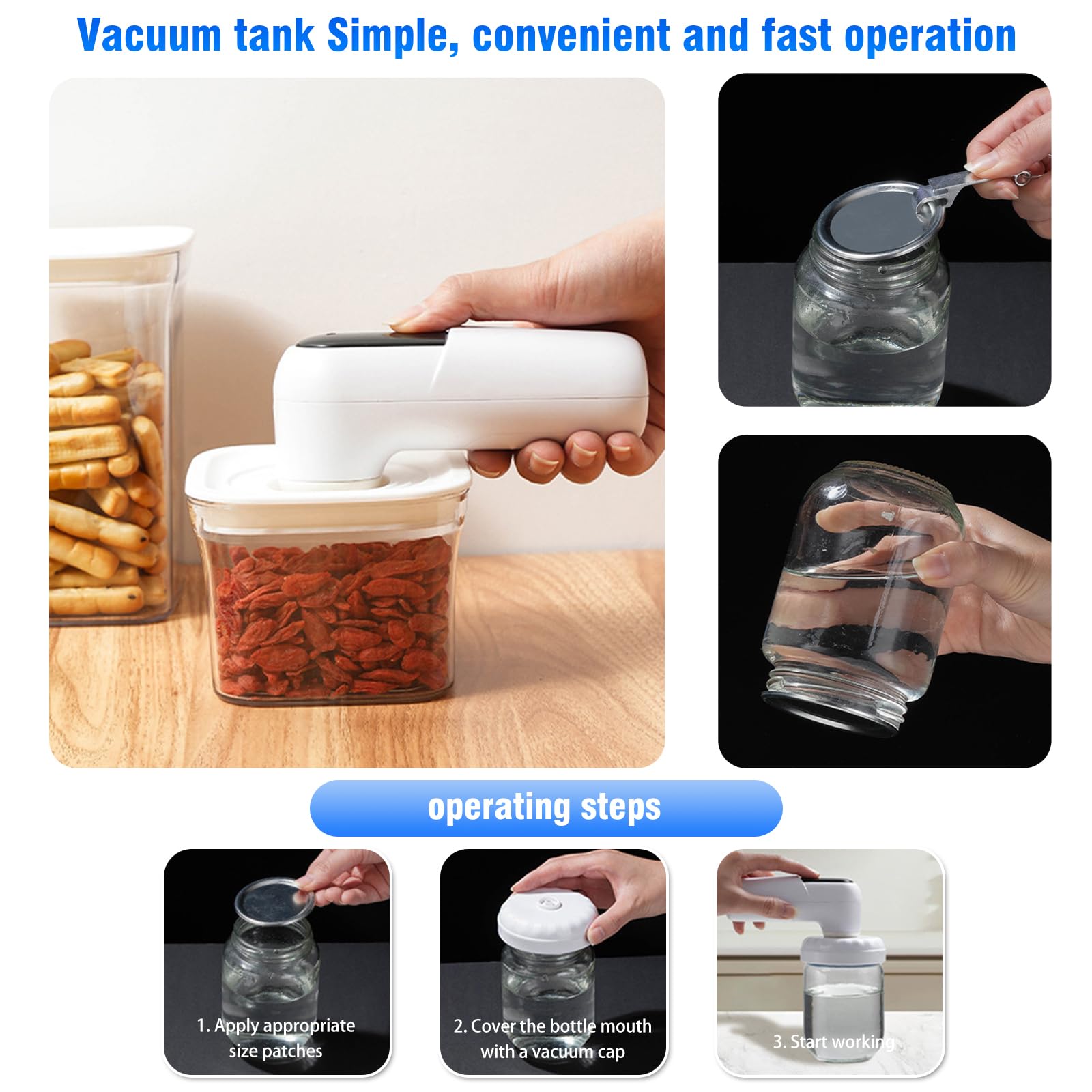 Envasadora Al Vacio, Embasadoras Vacio Alimentos | Mini Portátil, Seco/Húmedo, Inflado/Desinflado, Carga Usb, para Frascos Y Bolsas Al Vacío