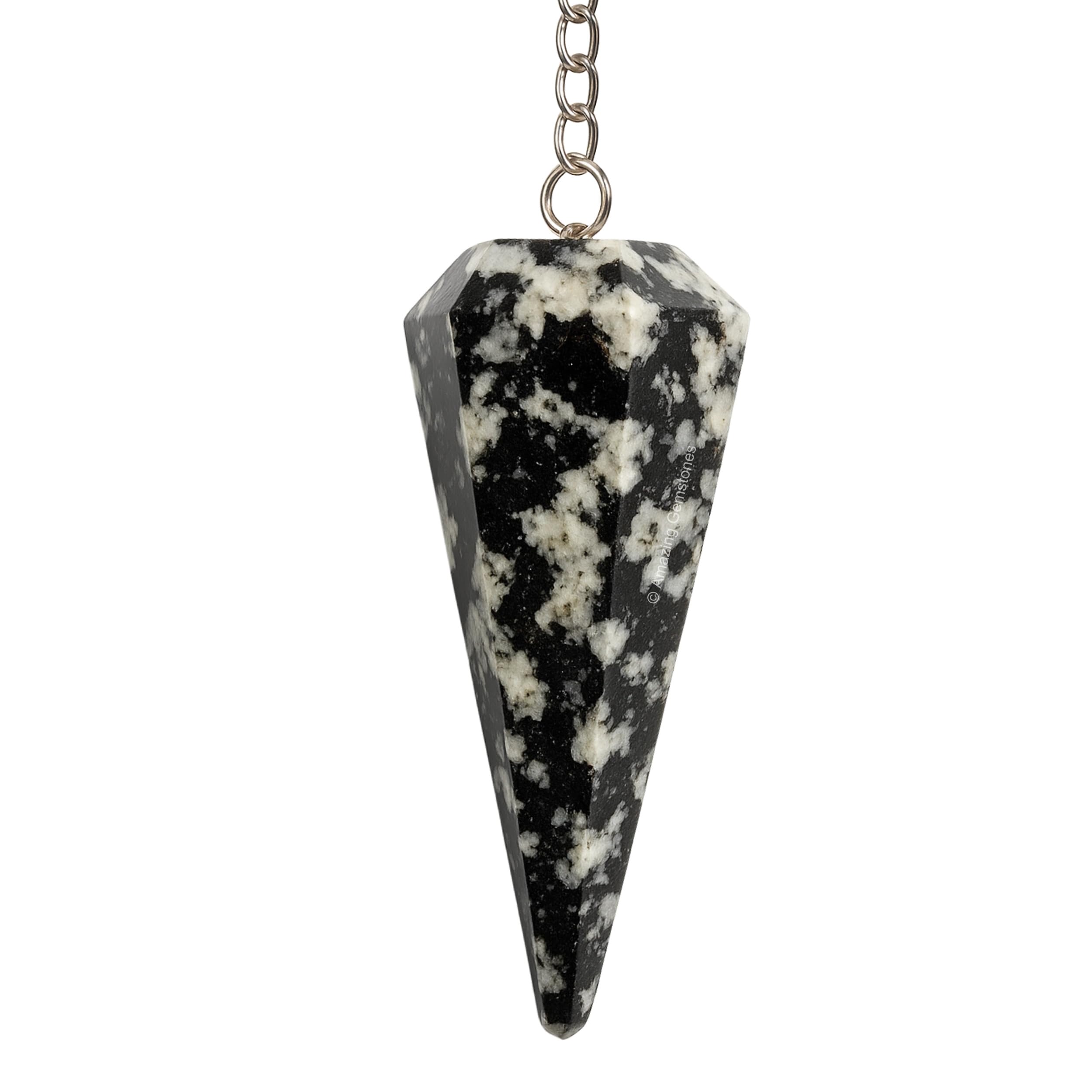 Amazing Gemstone Black, White Tourmaline Crystal Pendulum for Divination - Certified Dowsing Crystals, Healing Stones for Chakra Balancing, Meditation