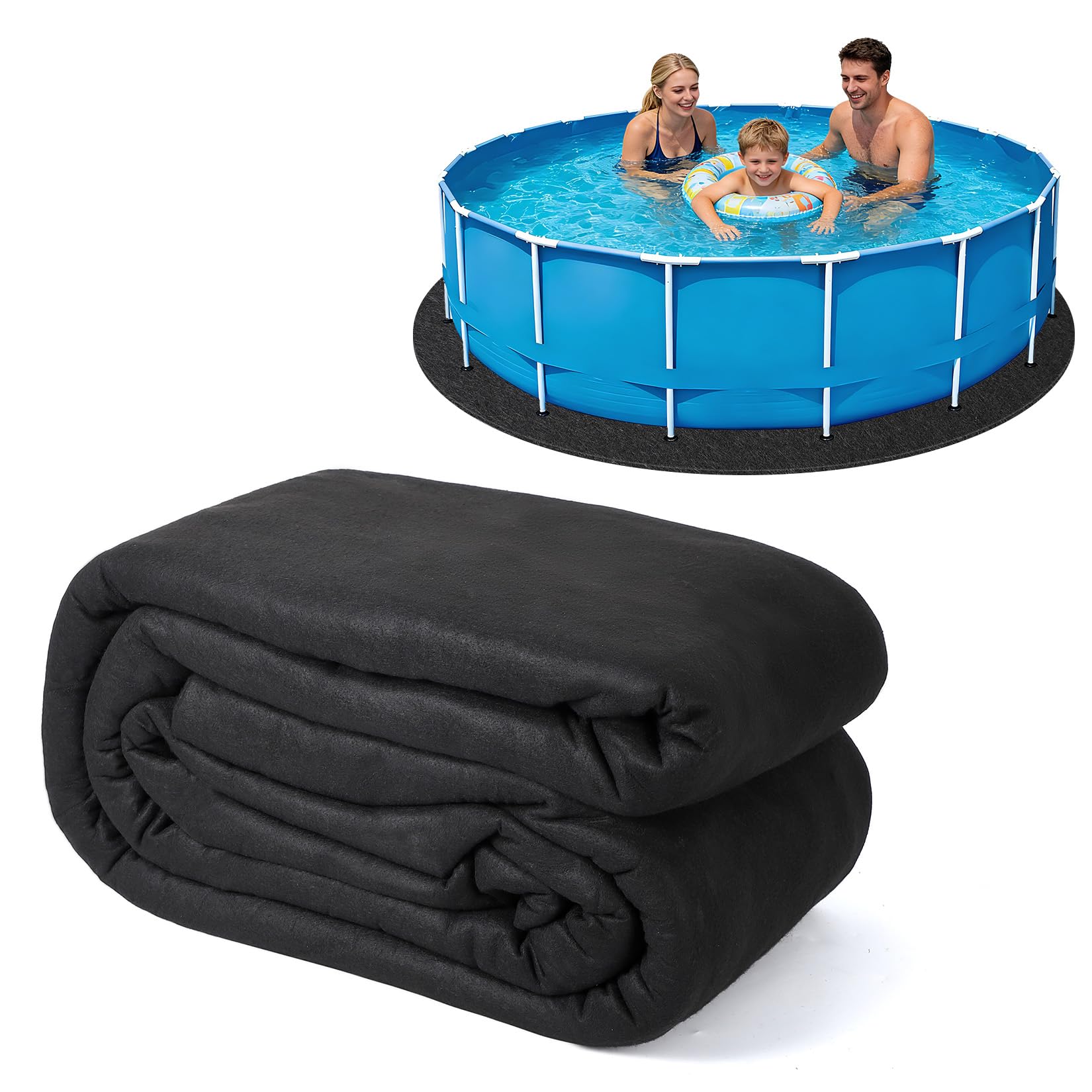 Garvee Tapis De Protection Géotextile Robuste pour Piscine Hors-Sol – Résistant Aux Perforations, écologique, Barrière Anti-Mauvaises Herbes, Prolonge La Durée De Vie du Liner – Forme : Rond, 4.57m