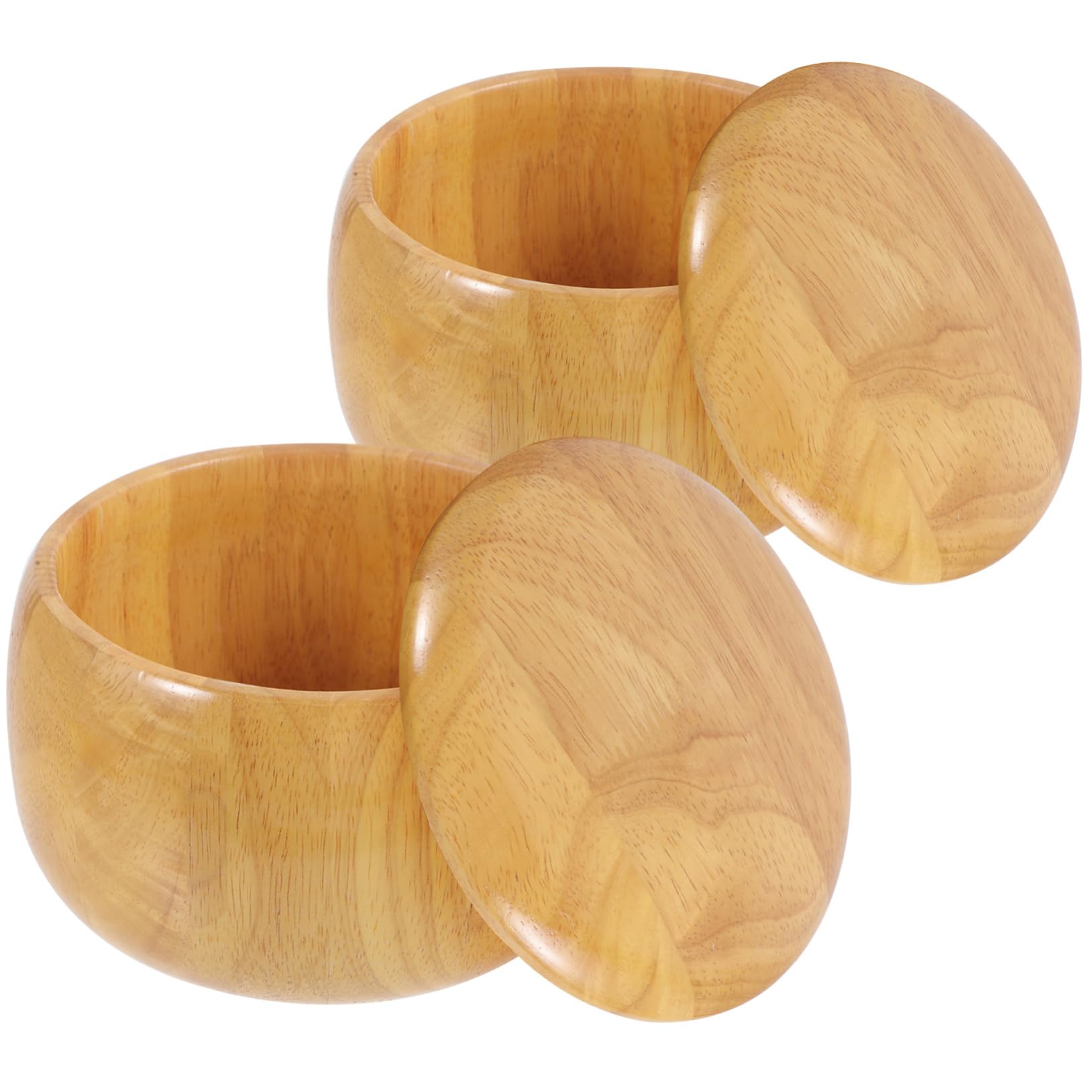 Garneck 2pcs Wood Chess Game Pieces Storage Bowl Go Chess Pieces Can Pot Lid Wooden Storage Container