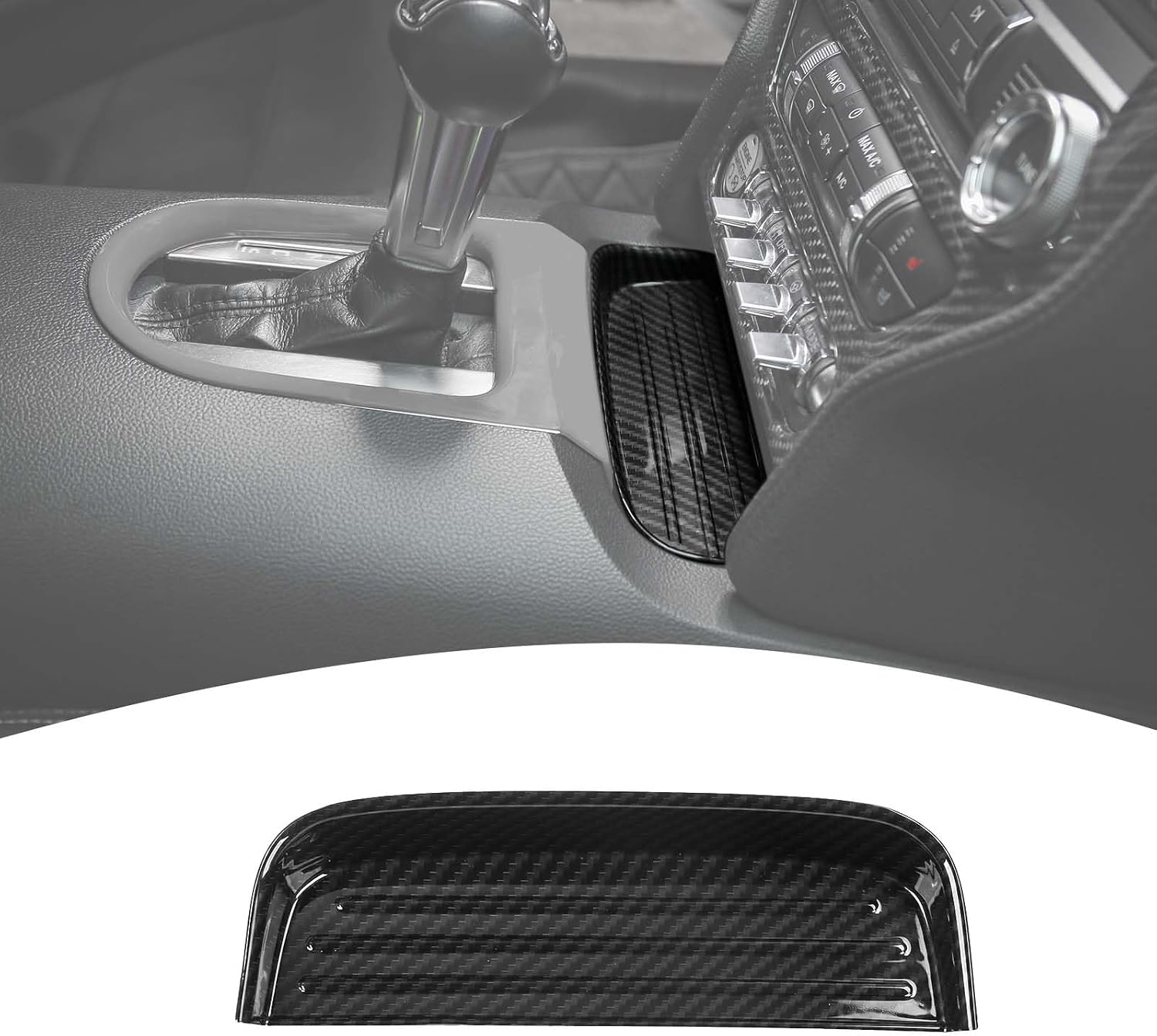 for Mustang Center Console Tray Trim Cover Carbon Fiber for Ford Mustang 2015-2023 Black Carbon Fiber Grain Interior Accessories