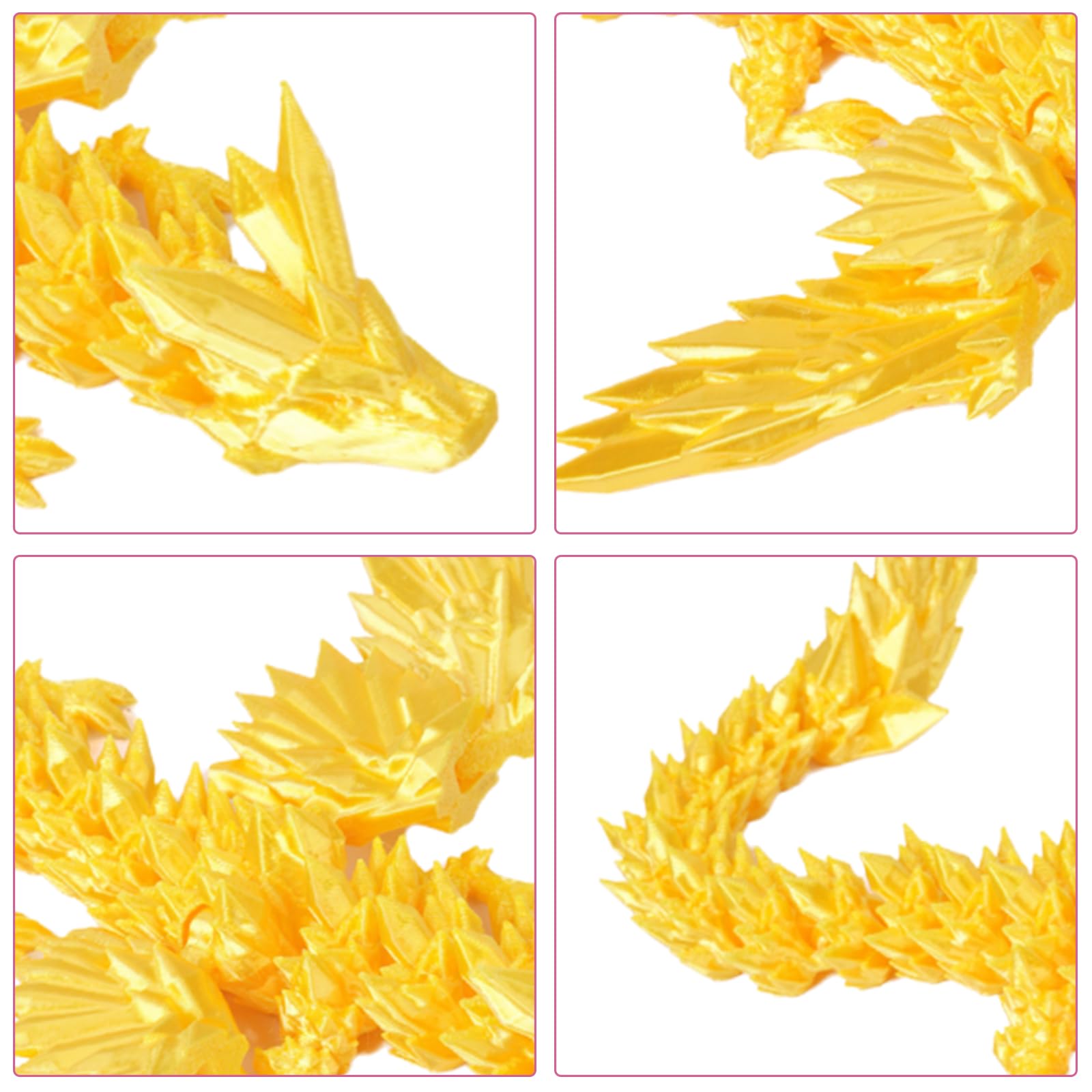 Valicaer 2Pcs 3D Printed Dragon,Glowing at Night Unique Fantasy Dragon Decor Collectible Toy Gift for Kids and Adults Ideal for Christmas Easter Birthdays and Holiday Decorations (Rainbow+Gold) - Image 3