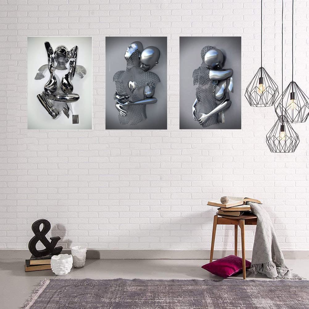 Yooyu Abstracte paar knuffelen samen liefde kus schilderij op canvas