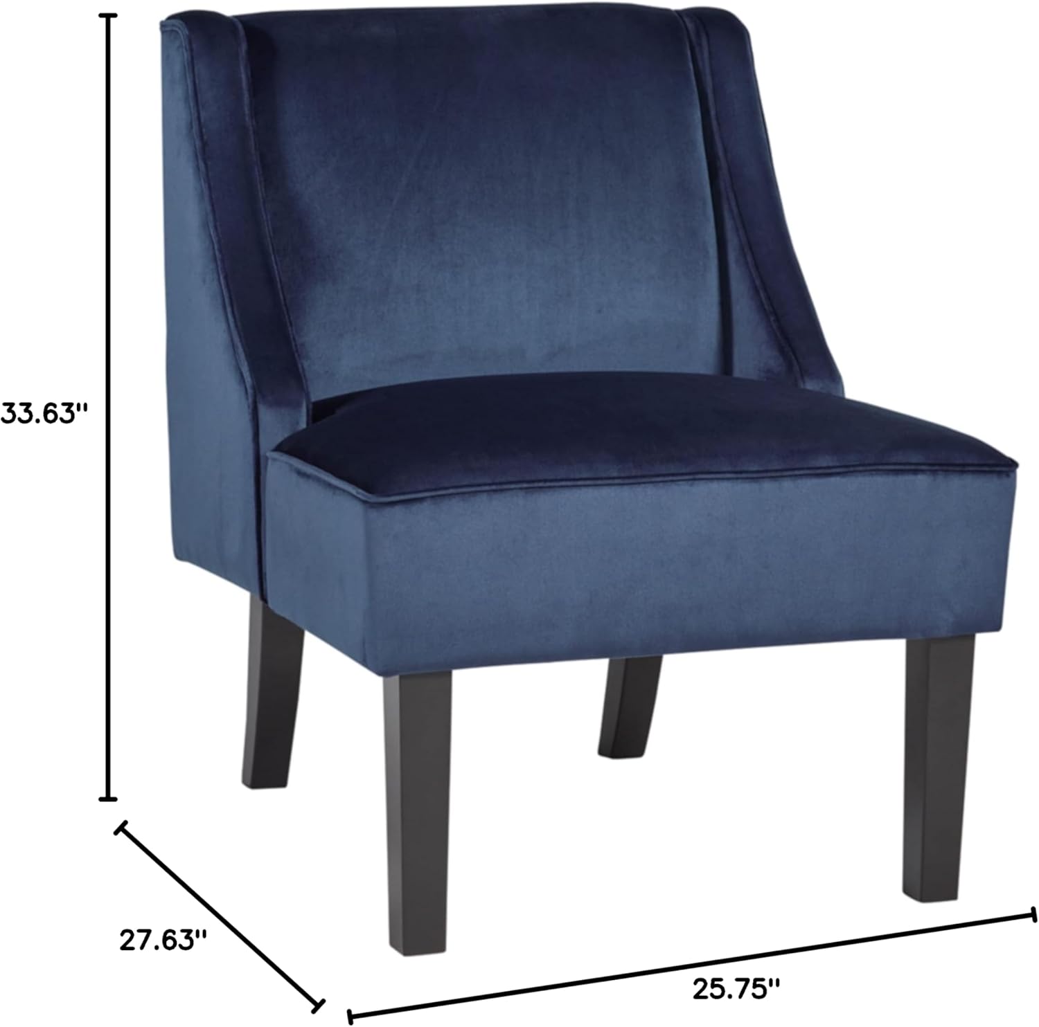 Modern Navy Velvet Slope-Arm Accent Chair
